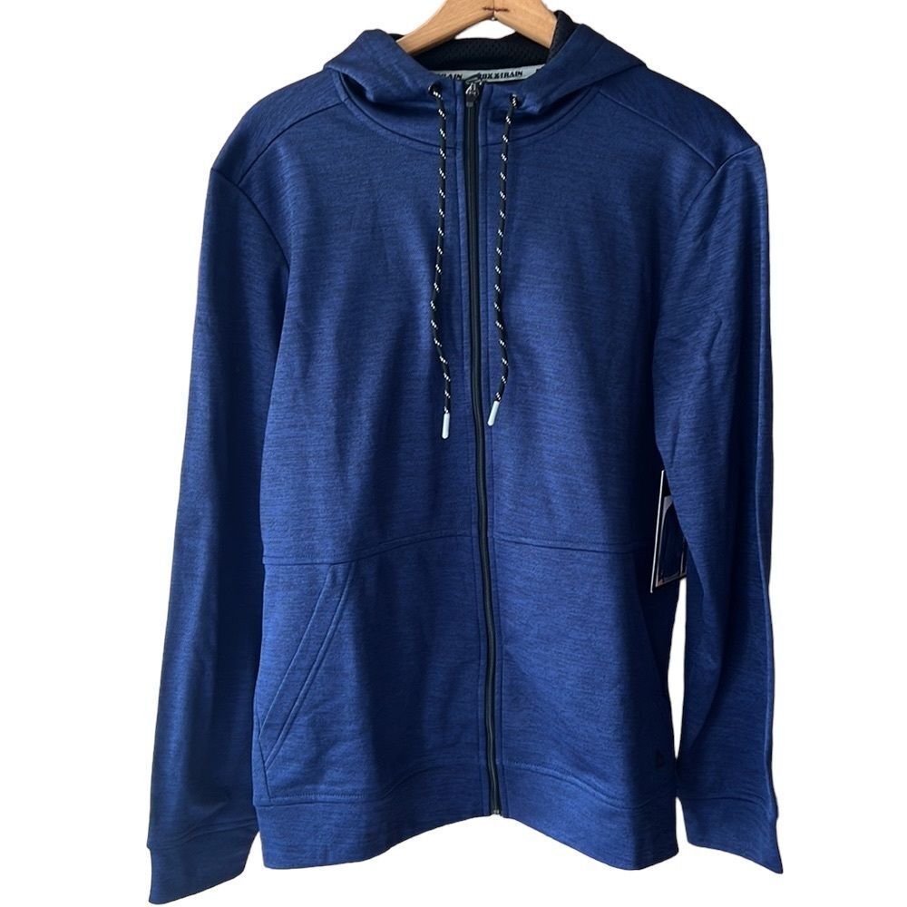 NWT RBX X-Dri Tech Fleece Full Zip Hoodie Jacket Navy Blue Striated Men's Size M